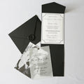 Modern Elegance Personalized Photo Wedding Invitations Black Foil Paper Pocket Invitation Card With Envelope Heart Wax Seal