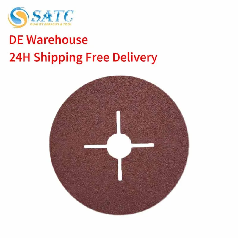 DE Warehouse 4-1/2" Alumina Resin Fiber Discs 10/25/50pcs Cross Hole - Grinding Wheels for Metal Wood Fiberglass 24-120 Grit