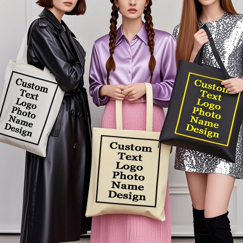 Custom Print Logo Reusable Shoulder Cloth Cotton Canvas Shopping Tote Bag