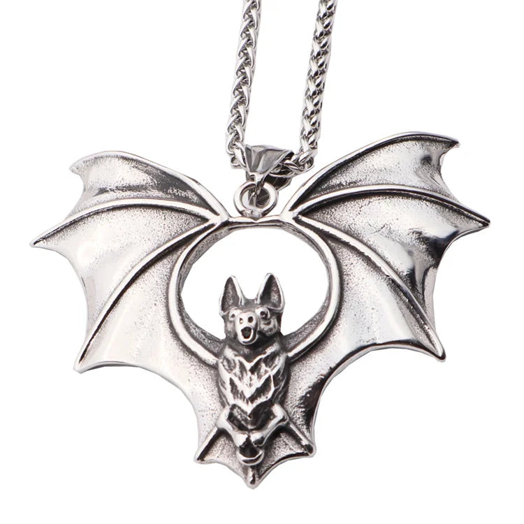 All Saints' Day Gift Vintage Vintage Hollow Stainless Steel Bat Necklaces Jewelry