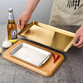 Custom Logo 304 Stainless Steel Gold Silver Multi Purpose Barbecue Plate Kitchenware Sushi Square Barware Serving Tray