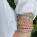 BM39825 Plated 7 Inch Enamel Gold Chain Gold Jewelry Bracelet Colors Gold Plated Chain Bracelet Enamel Geometric Bracelet