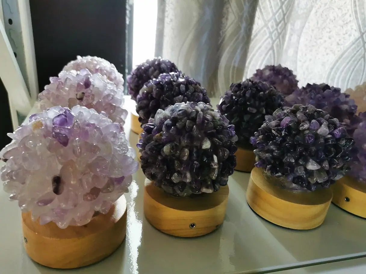 New Arrivals Hand Carved Gemstone Natural Colorful Mixed Quartz Crystal Gravel Night Lamp for Crystal Decor