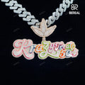 Custom Vvs Moissanite Enamel Name Pendant Pass Diamond Test Round Brilliant Cut 925 Silver Fine Letter Pendant