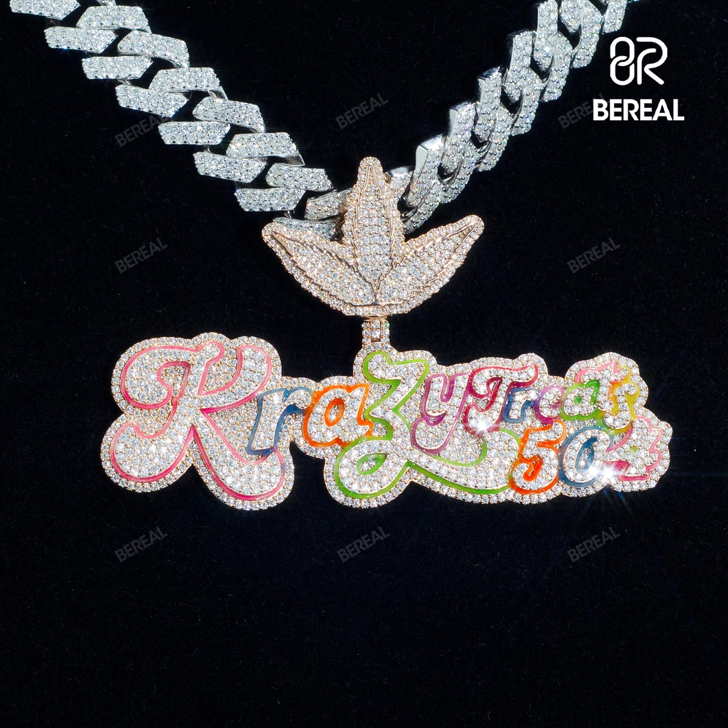 Custom Vvs Moissanite Enamel Name Pendant Pass Diamond Test Round Brilliant Cut 925 Silver Fine Letter Pendant