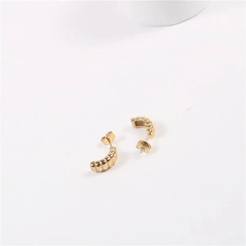 2026 Trendy Ear Jewelry Stainless Steel Thick Cuff Hoop Stub Earrings
