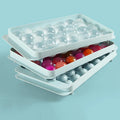 Non Stick Stackable Round Ice Cube Tray Flexible Circle Ice Maker Easy Release Ice Ball Maker Mold for Freezer with Lid
