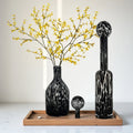 Luxury Black Veined Glass Vase Premium High Gram Weight Artistic Home Decor