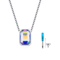 YFN Jewelry 925 Sterling Silver 18+2 Inch Extend Box Chain Geometric Crystal Urn Necklace