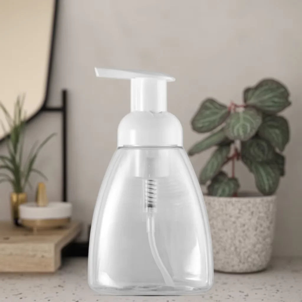 250ml Transparent PET Empty Plastic Dispenser Bottle with Foaming Pump for Hair Skincare Shampoo Wigs Hand Soap Face Wash Mousse