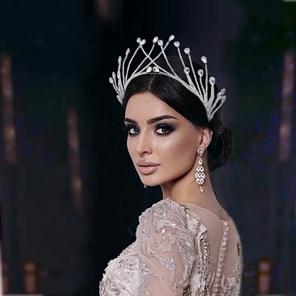 Handmade Diamond Crown Headband Luxurious Wedding Headpiece Light Luxury Bridal Hair Accessories Vine Comb Rhinestone Tiara