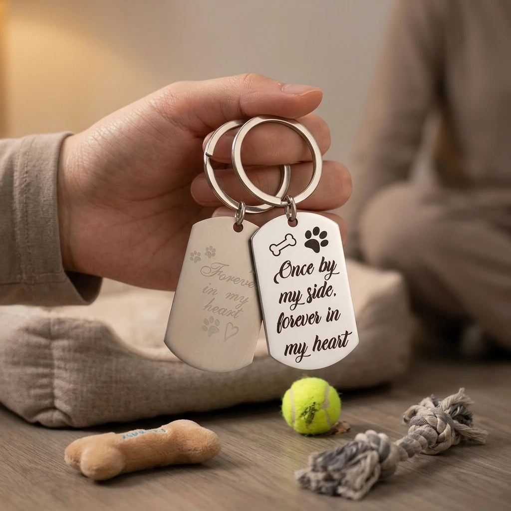 Personalized Zinc Alloy Dog Tag Single Side Print Keychain for DIY Gift