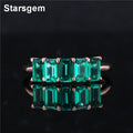 Starsgem Five Green Stone Jewelry Emerald Cut Lab Grown Emerald 14K Solid Gold Ring