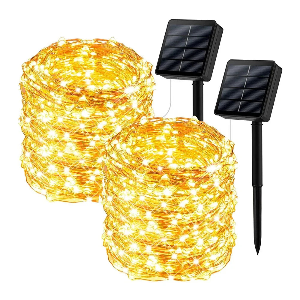 12m  Holiday Light Waterproof Copper Wire Solar Led String Lights Christmas Decoration Holiday Light