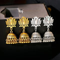 Vintage Women Indian Juhmka Earrings Pendientes Boho Ethnic Lotus Flower Carved Big Bell Tassel Dangle Earring Gypsy Jewelry