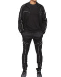 Men's Custom Nylon Reflective Stripe Training Jogging Sportswear Tracksuit New Design 2 Piece Zipper Set Breathable Features
