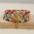 Go2boho New Fashion Design Exquisite Summer Crystal Beaded Bracelet Women Girls-Iron Gallstone Color Vacuum Plating Cross Square
