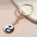 Back to School Gift Oriental element Enamel Metal Yin and Yang Tai Chi Charm butterfly Heart Pendant Bag Key Ring Car Key Chain
