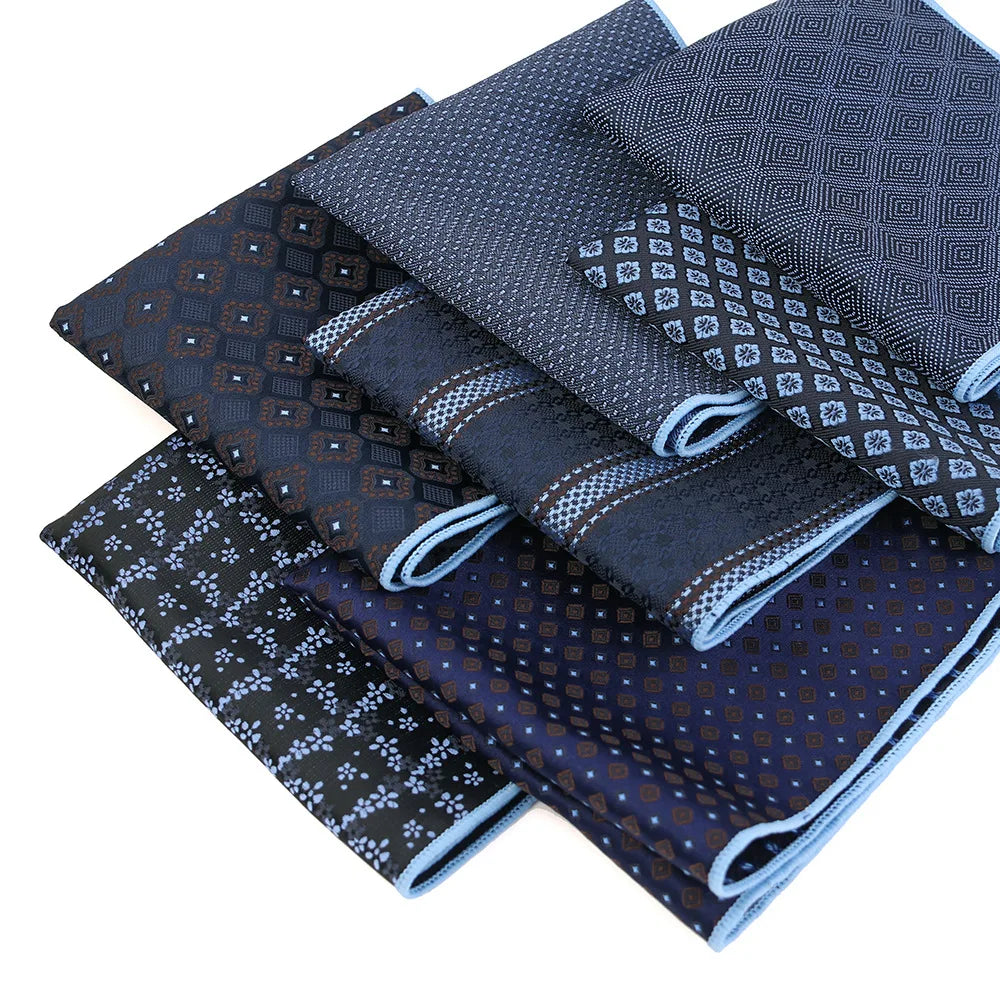 Japanese Men Pocket Square Polyester Navy Blue Fancy Handkerchief for Men Wedding Party