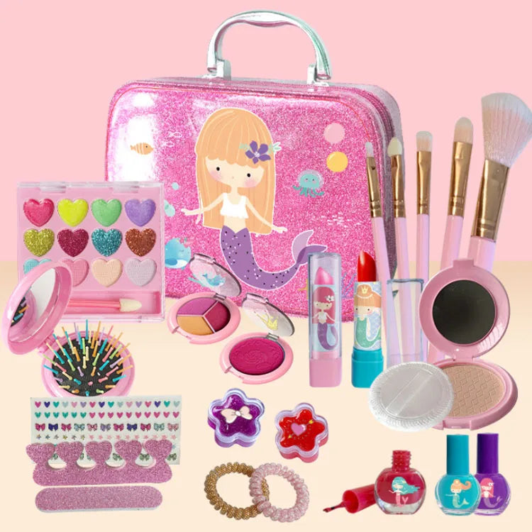 Children Simulation Cosmetic Toy Set Pretend Makeup Play Toy Kit House Lipstick Nail Set Girls Party Birthday Gift
