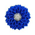 Kimmy Blue Elegant Petal Flower Pink Polyester Ribbon Brooch Pins with Rhinestone Pearl for Women Wedding Party Gift