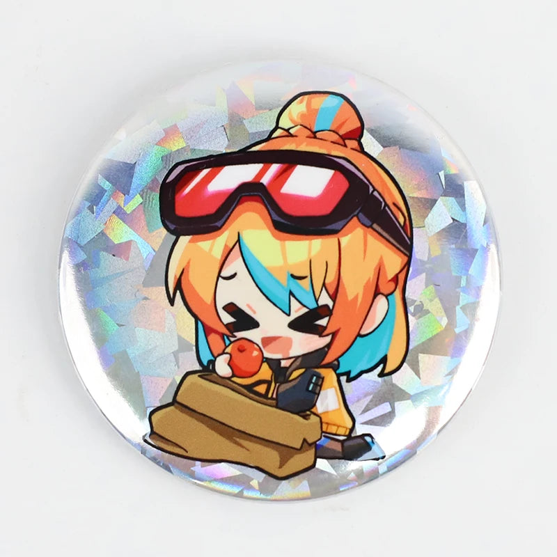 Wholesale Custom Manufacturer Cartoon Metal Badges Custom Round Glitter Holographic Button Pins