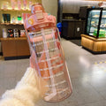 2000ml Large Capacity Eco-Friendly Minimalist Plastic Water Bottle Outdoor Sports Portable Travel Transparent with Scale