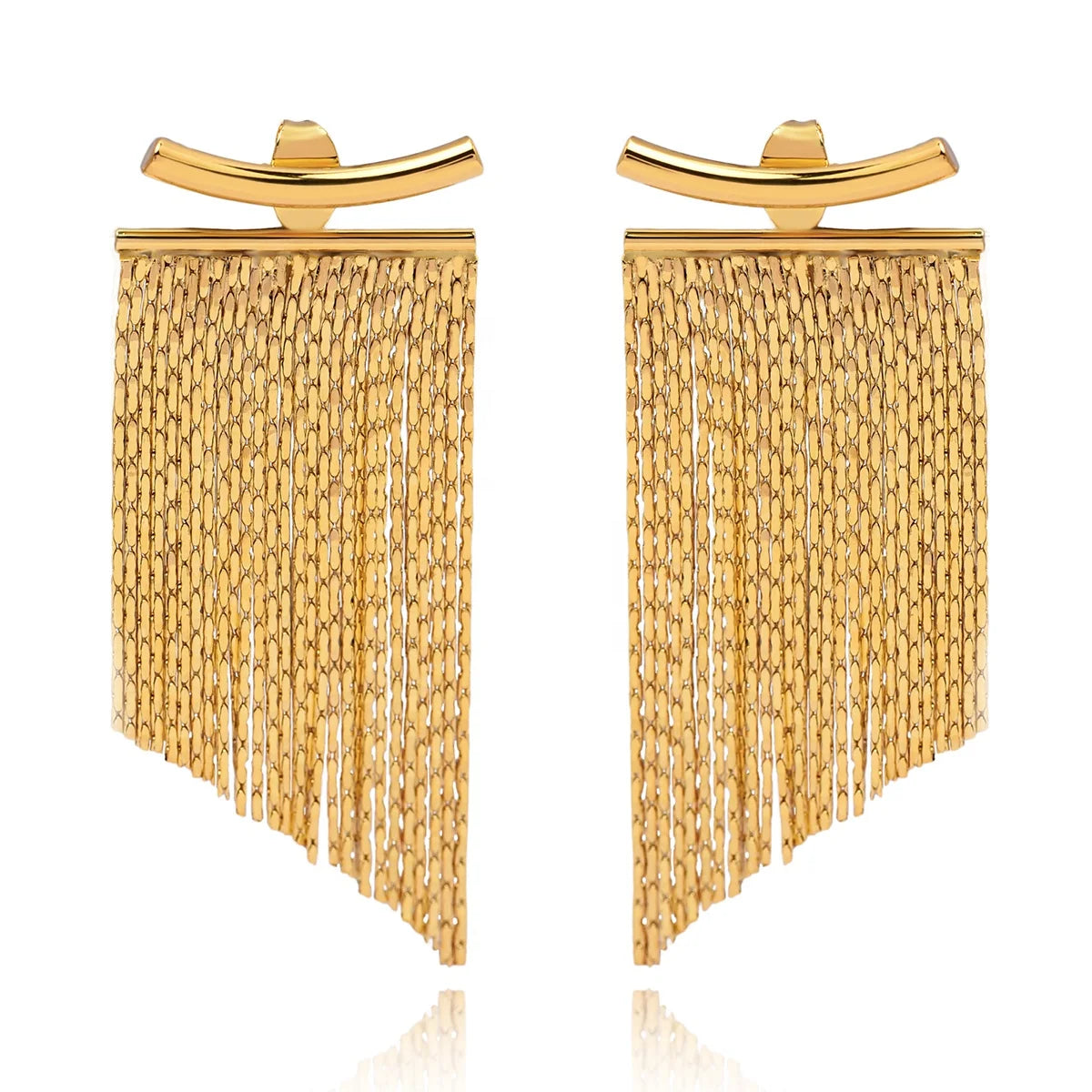 Fashion High-Class Original Design Brass Shiny Metal Smile Tassel Earrings for Women Jewelry Gift Customized