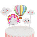 Hot Air Balloon and Cloud Cake Topper Paper for Birthday Decorations