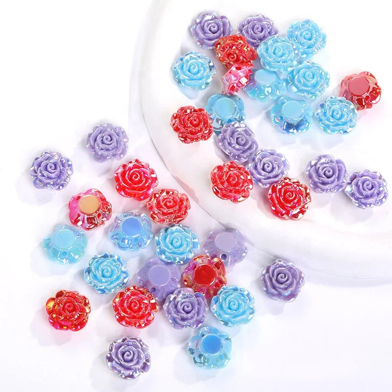 HFOUR Camellia Flower Flatback ABS Imitation Pearl Loose Pearls AAA Grade 18mm Baroque Style Multi-color for Jewelry Making