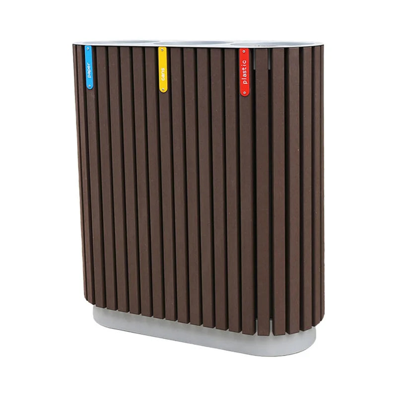 Outdoor Heavy Duty Composite Wood Garbage Receptacle Trash Can Outside Garden Street Triple Recycling Waste Bin Public Dustbin