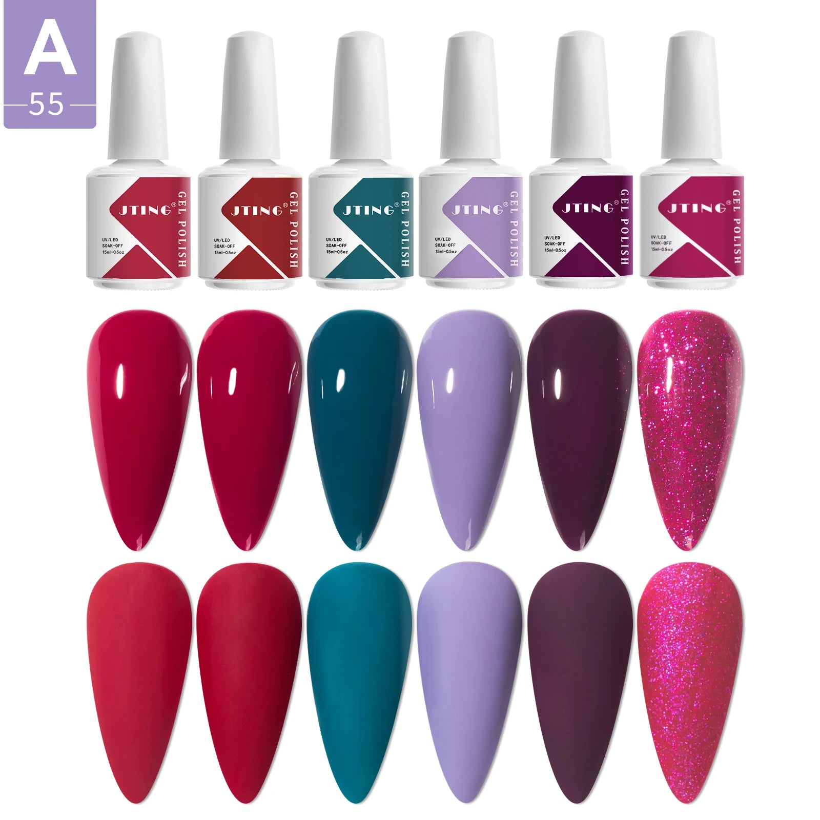JTING High Quality 15ml Gel Uv Led Nail Polish Set 6 Colors Kit Ongler Gel Uv OEM Custom Luxury Unique Nail Gelpolish Bottle
