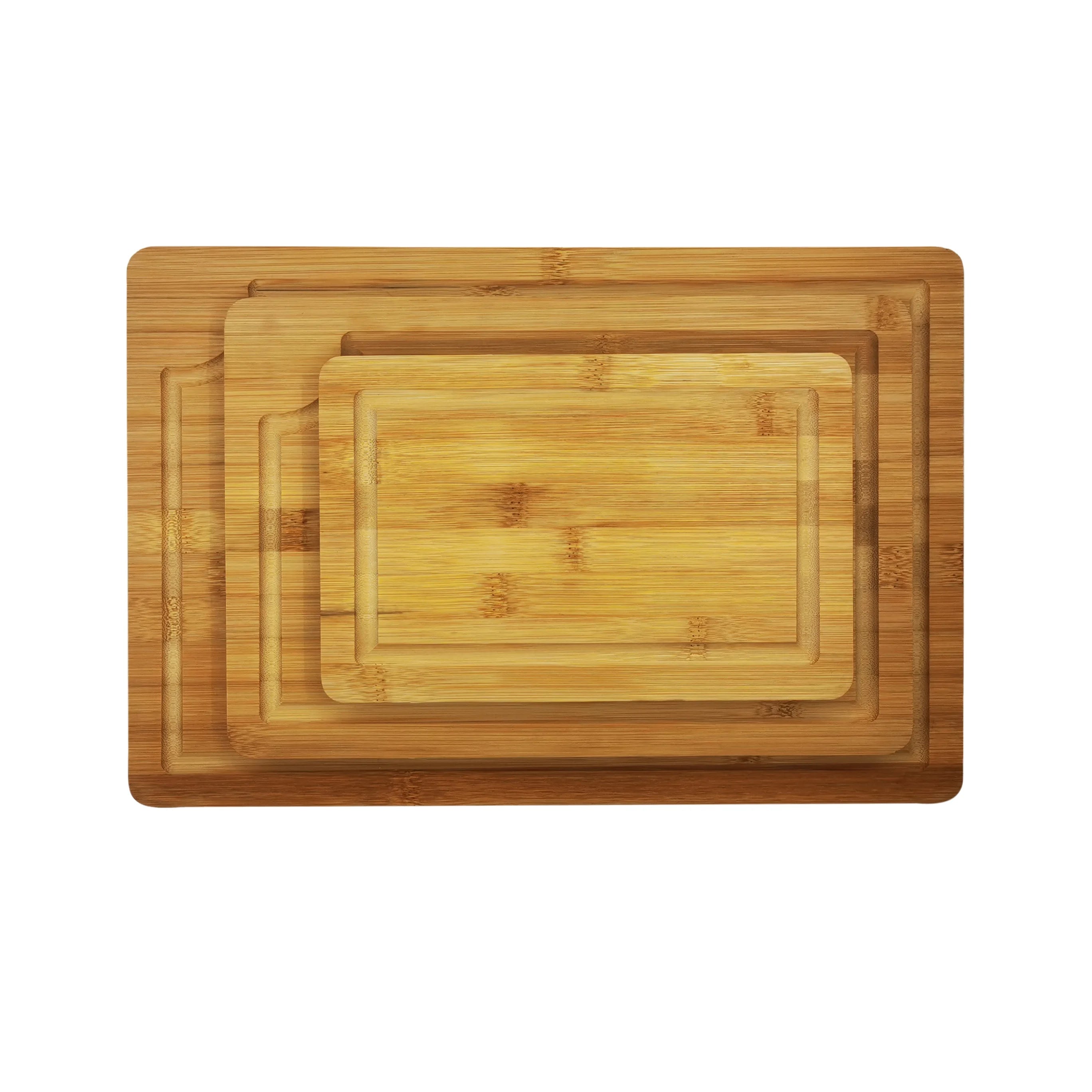 Bamboo Cutting Board Kitchen Chopping Board with Juice groove Set of 3 for Meat