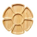 Natural Bamboo 360 Rotating Divided Serving Platter for Party Snacks and Picnics Plate Dish
