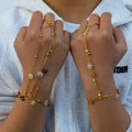 Gold-Plated Hand Chain Bracelets for Women Stack Bracelets Set Adjustable Trendy Dainty Ring Bracelet Hand Chain