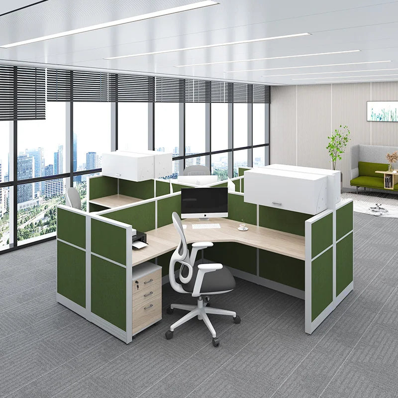 Meetco Modern Office Furniture 6-Person Convertible and Extendable Workstation Desk Panel Style Modular Cubicle Office Table