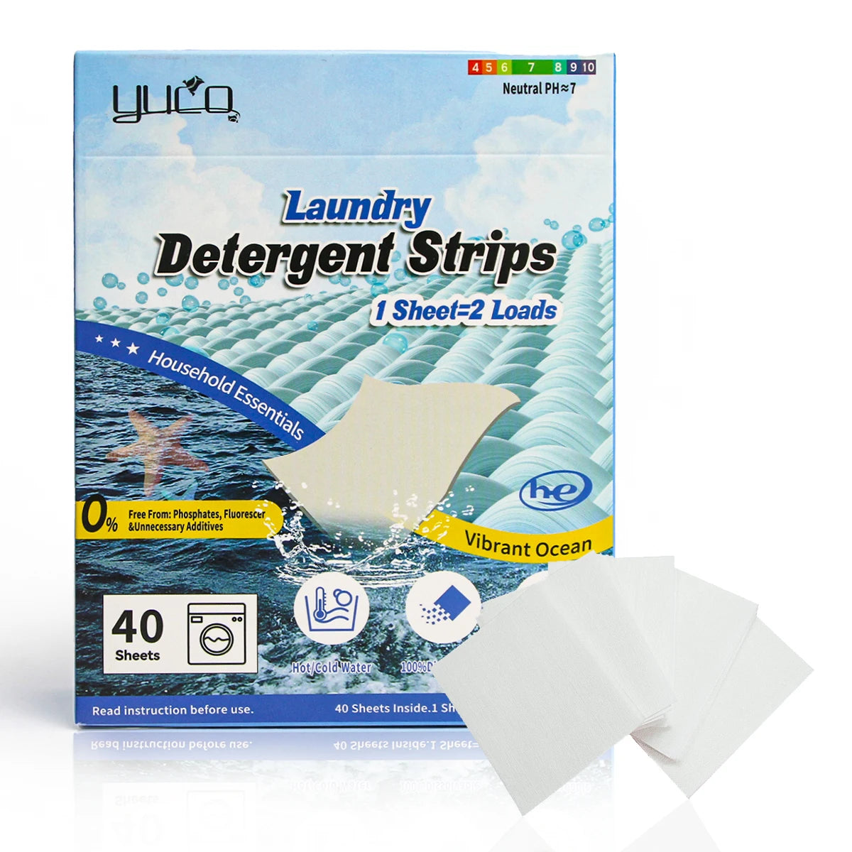 Biodegradable Plastic Free Vibrant Ocean Scent Laundry Detergent Sheets Hypoallergenic Laundry Sheets for Sensitive Skin