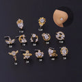 Hengsen New Gold Nose Stud 316 Stainless Steel Nose Ring CZ Externally Thread L-shaped Nasal Cartilage Nostril Piercing Jewelry