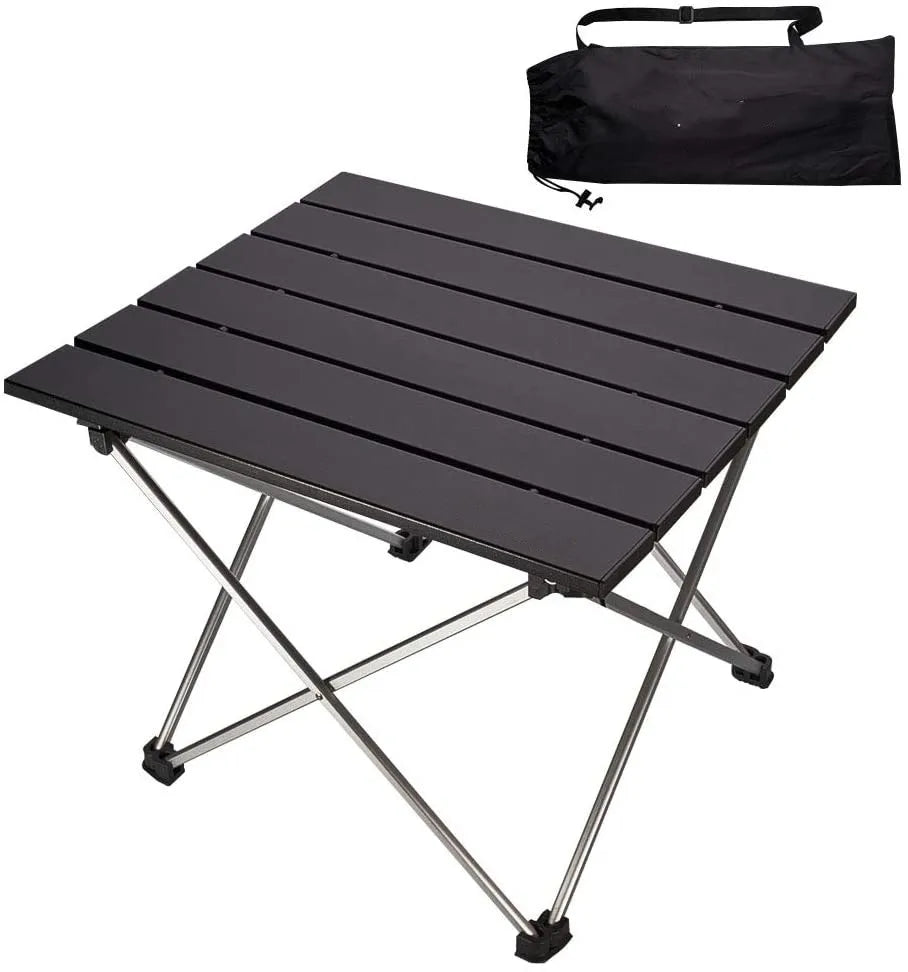 WOQI Aluminum Roll up Folding for Portable Ultralight Aluminum Table with Storage Bag Easy Set up and Durable with Carry Bag