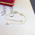 B372 7-8mm 925 Sterling Silver Gold Plated Wholesale Freshwater Pearl Charm Bracelet  Bangle Fancy Jewelry for Women