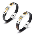 Bracelet Stainless Steel Bracelet Men's Titanium Steel Leather Cross Between Gold All-match Bracelet Wristband