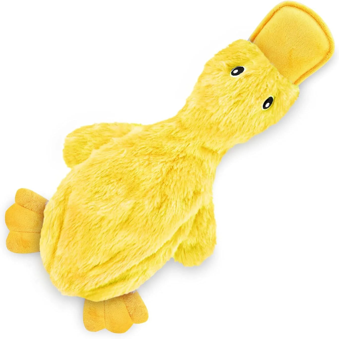 Crinkle Dog Toy for Breeds Cute No Stuffing Duck with Soft Squeaker Plush No Mess Chew and Play Large Yellow