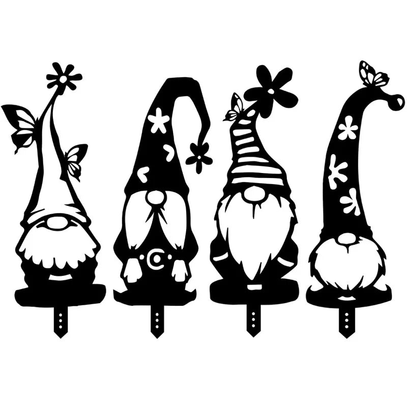 Creativity  Metal Christmas Santa Claus Insert Cards for Garden Landscaping Decoration