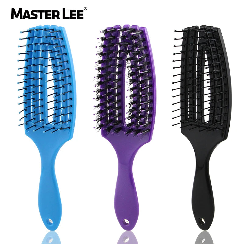 Masterlee  Hot Sale Plastic Korea Vent TT Nylon Bristle Comb Curved Hair Brush