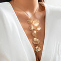 Elegant Girl's Necklace with Metal Lace Flower Pendant Trendy Gold Silver Y Pendant Alloy Beads Chain for Parties Anniversaries