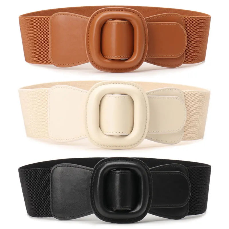 Women's Elastic Waist Seal Simple High-grade Decorative Down Coat Waist Europe and the United States Fashion Bag Buckle Belt