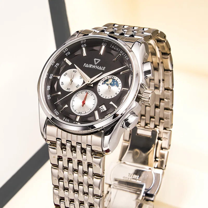 Wholesale Men's Multi-Function Quartz Wristwatches - Three Eyes Timing & Moonphase Top Fashion Design