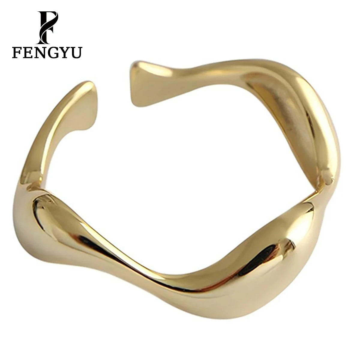 Fine 18k Gold Wave Rings Irregular for Women 925 Sterling Silver Fashion Girls Adjustable Ring Designer Custom Jewelry Wholesale