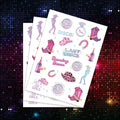 Cowgirl Bachelorette Party Favor Iridescent Foil Last Disco Temporary Tattoos