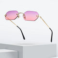 2021 Vintage Polygonal Fashion Sunglasses for Women Gold Geometric Rimless Frameless with UV400 Protection New Metal Material